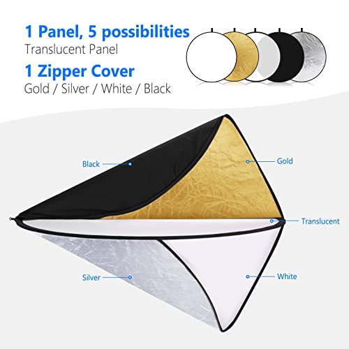 32 Inch 80 Centimeter Light Reflector Light Diffuser 5 in 1 Collapsible Multi Disc with Bag