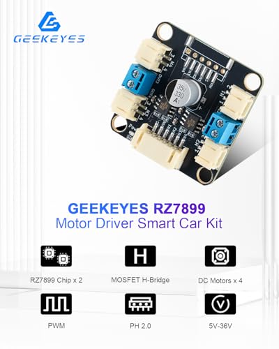 Motor Driver Kit with Dual RZ7899 Chip Board + 4 DC Motors + PH2.0 to Dupont Cable (4 Count)