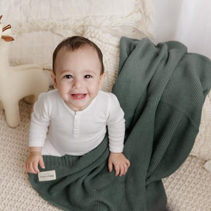 100% Organic Cotton Heritage Knit Textured Baby Quilt Blanket