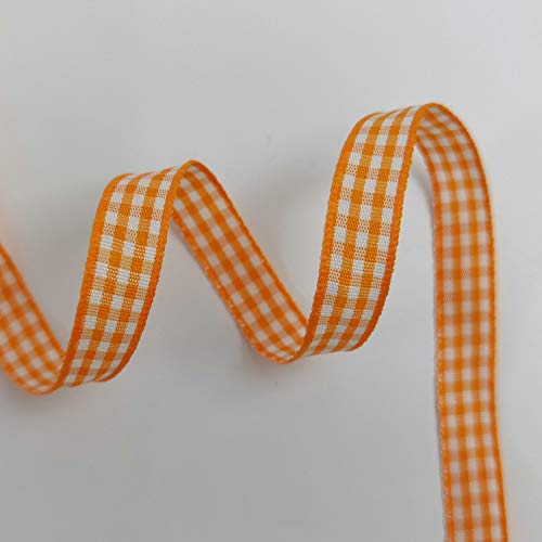 Orange Gingham Plaid Checked Ribbon 25 Yard Each Roll 100% Polyester (75 Foot)