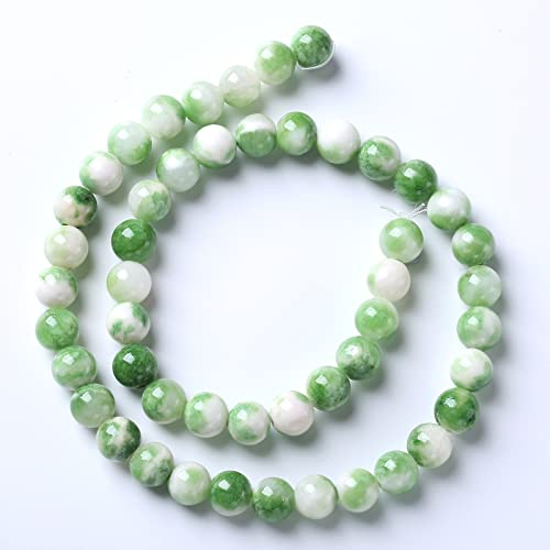 60pcs 6mm Natural Green White Persian Jade Stone Round Beads for Jewelry Making Loose Spacer Beads DIY Bracelets Necklaces 15"