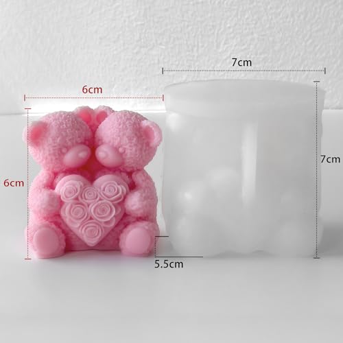 Rose Bear Heart Cylinder Candle & Resin Mold