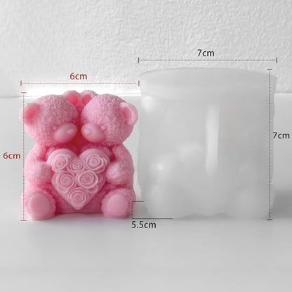 Rose Bear Heart Cylinder Candle & Resin Mold