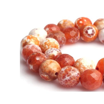 70pcs Adabele Natural Faceted Red Fire Agate Gemstone 10mm Round Beads