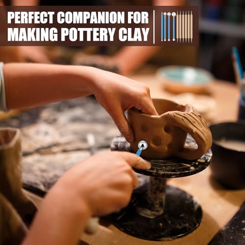 6 Sets Dot Painting Tools 60 Pcs Clay Pottery Modeling Metal Embossing Tools Ceramic Clay Dotting Supplies for Painting Mandalas Pottery Art Rock