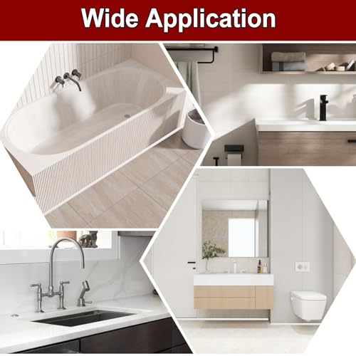 197 Inch Flexible Quarter Round Molding Silicone Peel and Stick Trim Self Adhesive Shower Water Barrier for Corner Decor Bathroom Kitchen