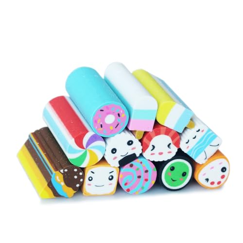 Food Erasers 12 Pack Sushi Desserts Desk Pet Erasers for Kids Cute Fun School Supplies Prize Gifts Party Favors (12 个)