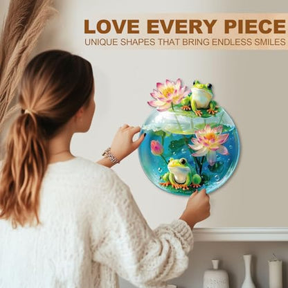Aquarium Frog Puzzles Adults Gifts for Women Men Wooden 225 Pieces 13.4 x 11.7in