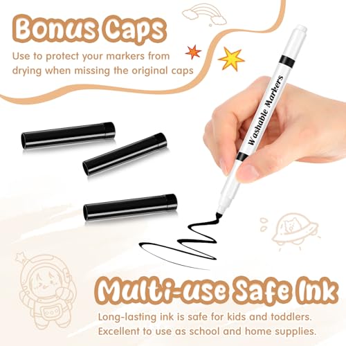 18 Pcs Line Washable Markers Black Fine Tip Markers for Kid