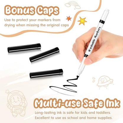 18 Pcs Line Washable Markers Black Fine Tip Markers for Kid