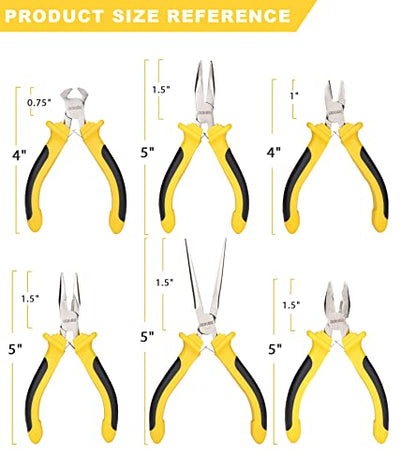 6 Pcs Mini Pliers Set for Making Crafts Repairing with Pouch (6 Count)