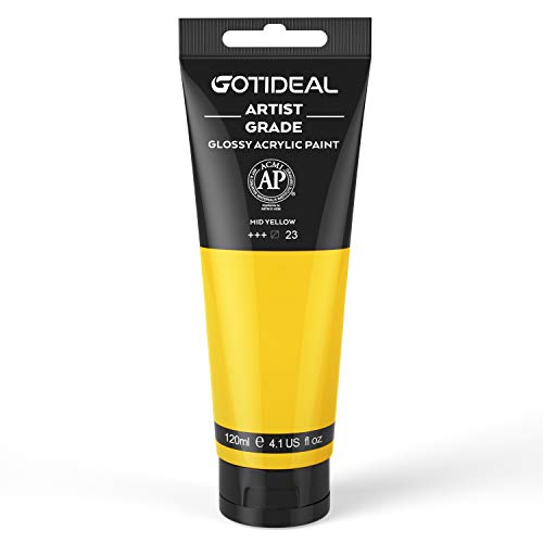Acrylic Paint Mid Yellow Tubes (4.1 Fl Oz)