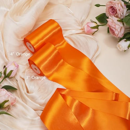 Orange Satin Ribbon 4 Inch x 10 Yards Double Faced