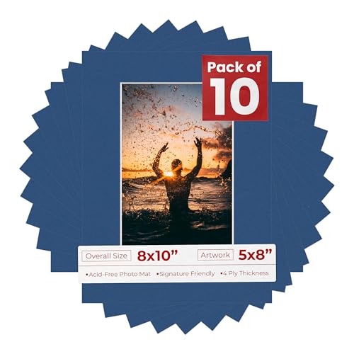 Pack of Ten 8x10 Mats Bevel Cut for 5x8 Photos (10 Count)