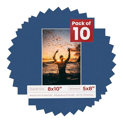 Pack of Ten 8x10 Mats Bevel Cut for 5x8 Photos (10 Count)