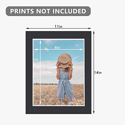 10 Pack Pre Cut 11 x 14 Black Picture Mats for 8.5x11 Photos