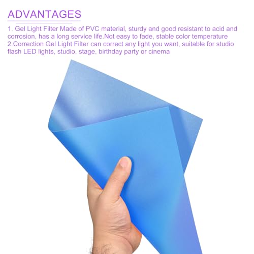 10Pcs Correction Gel Light Filter Overlay PVC Sheets Matte Blue