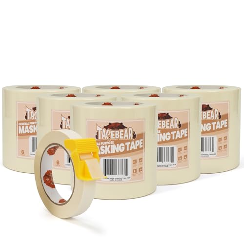 Masking Tape with Dispenser 0.7" x 60Yards Beige White