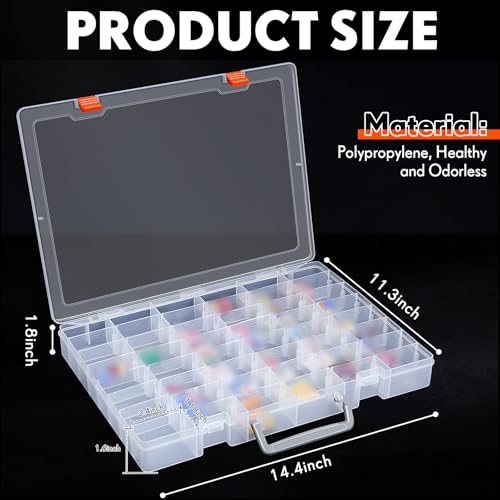 2 Pcs 48 Grids Plastic Bead Organizer Box with Divider (2 Count)