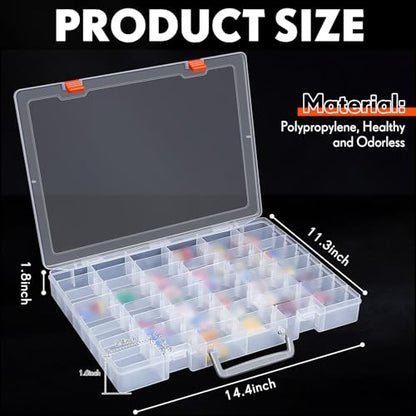 2 Pcs 48 Grids Plastic Bead Organizer Box with Divider (2 Count)