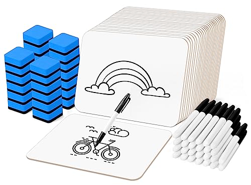 26 Pack Dry Erase Boards with 26 Erasers and 26 Markers (26 Count)