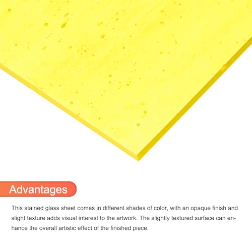 2 Pcs Stained Glass Sheet Mosaic Tile 7.9 Inch x 5.9 Inch Bright Yellow Stained Glass Sheets for Crafts DIY Art Project