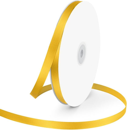 3/8" Wide x 100 Yards Single Face Polyester Satin Ribbon, Satin Ribbon for Crafts, Gift, Hair Bows, Wedding Party Decoration, Bow Making & Other Projects (Yellow) - Crafty Corner