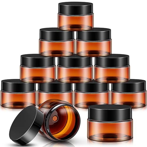 12 Pack 8 oz Plastic Container Jars with Lids Round Clear Travel Cosmetic Container Slime Jars for Toiletries (12 Count)