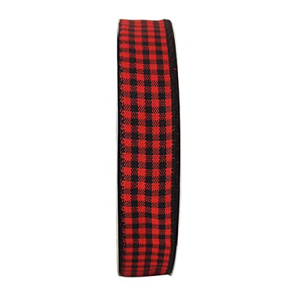 Red and Black Gingham Plaid Checked Ribbon 25 Yards Each Roll 100% Polyester