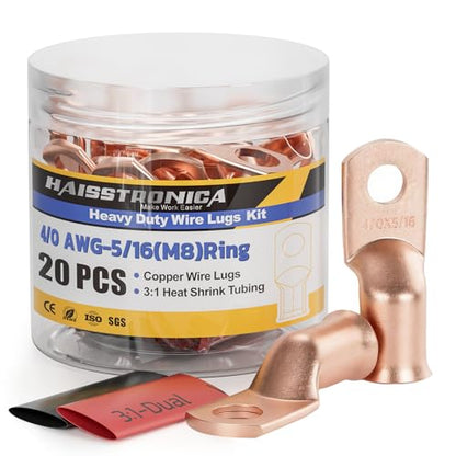 20PCS Battery Cable Lug & Heat Shrink Kit 4 (20 Count)
