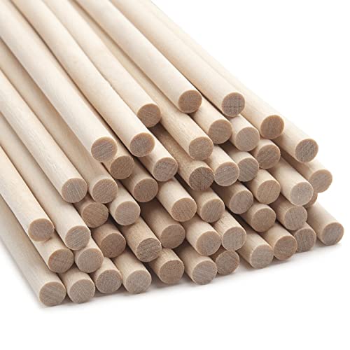 Wood Dowel Rods Wooden Dowels for Crafts (50 Count)