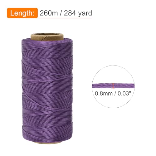 Waxed Thread 284 Yard 0.8mm 150D Flat Wax Thread Polyester Waxed String for Leather Sewing Hand Weaving Book Binding Home Decoration
