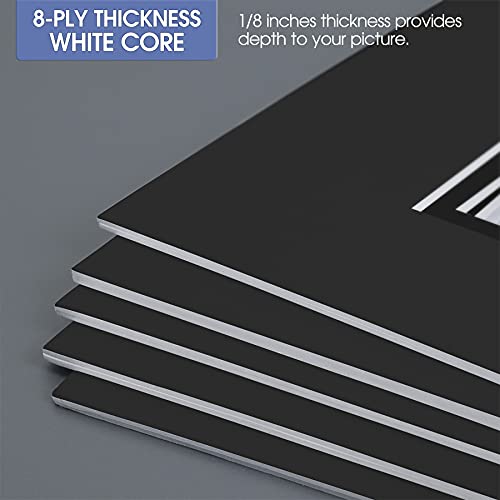 5 Pack Double mat 11x14 for 8x10 Photo Black Over Black