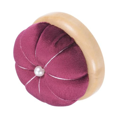Wooden Base Pin Cushion Japanese Style Cute Needle Holder Pincushions Round for Sewing Quilting Needlework DIY Crafts
