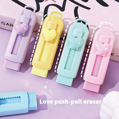 5 Pack Sliding Retractable Pencil Eraser with Plastic Sleeve (5 Count)