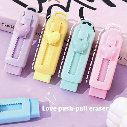 5 Pack Sliding Retractable Pencil Eraser with Plastic Sleeve (5 Count)