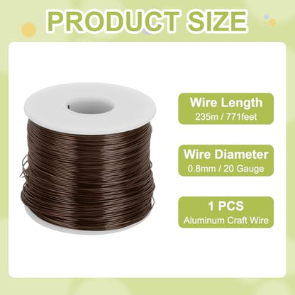 20 Gauge Anodized Aluminum Craft Wire 771 Ft 0.8mm Brown
