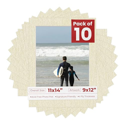 Pack of Ten Acid Free 11x14 Mats Bevel Cut for 9x12 Photos (10 Count)