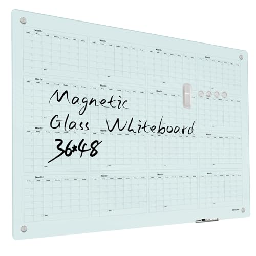 Magnetic Glass Yearly Calendar Whiteboard