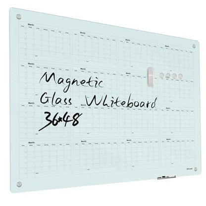 Magnetic Glass Yearly Calendar Whiteboard