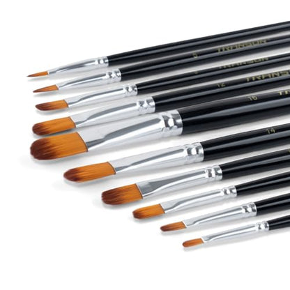 Synthetic Filbert Paint Brush Set 10pcs for Acrylic Watercolor Gouache Art Painting and Body Craft Painting (10 Count)