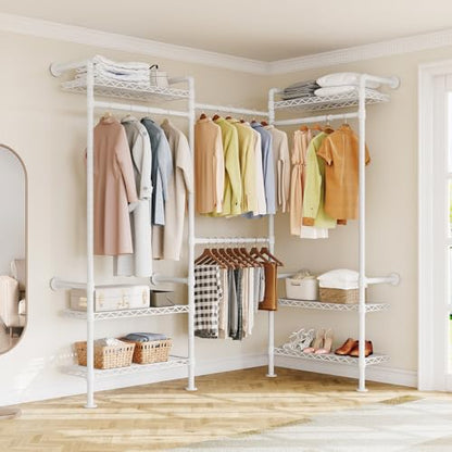 L3 Wall Mounted Metal Pipe Closet System Heavy Duty Garment Rack