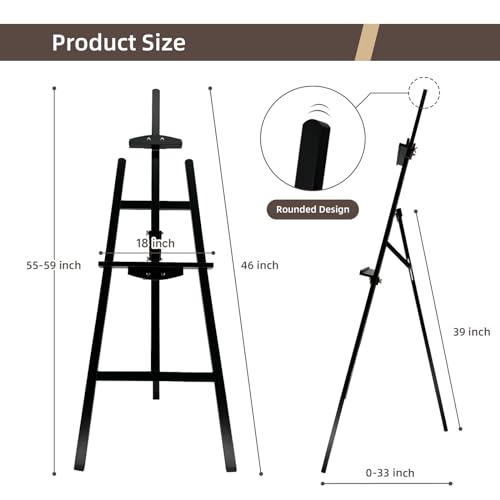 Adjustable Black Pine Wooden Painting Easel