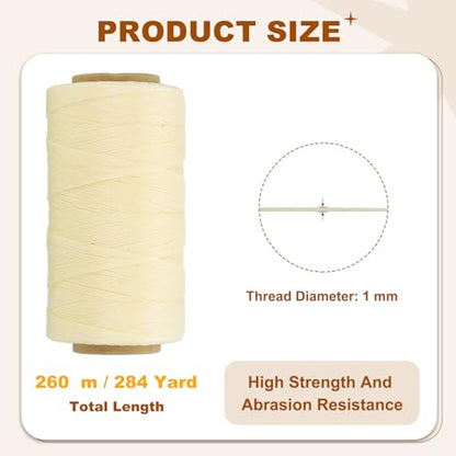 284 Yard Flat Waxed Thread 150D 1mm Leather Sewing Cord for Repairing Shoes Bags Wallets Jewelry Making DIY Leather Craft