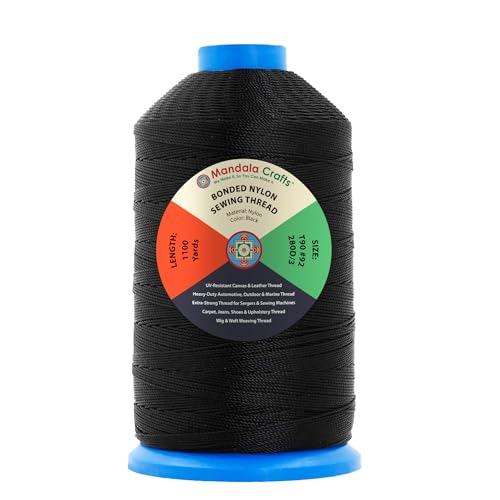 Size 92 280D T90 Black Bonded Nylon Thread (3750 Foot)