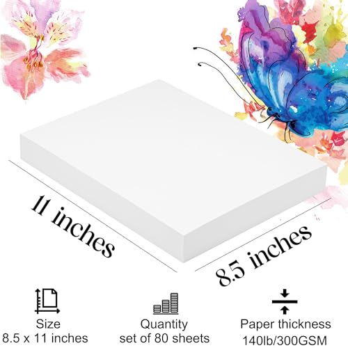 Watercolor Paper 8.5x11 inches 80 Sheets (80 Count)