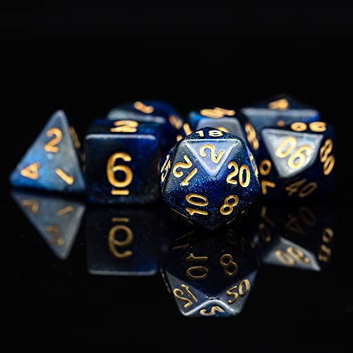 7 Die DND Dice Set Polyhedral Dice Set with a Leather Dice Bag (7 Count)
