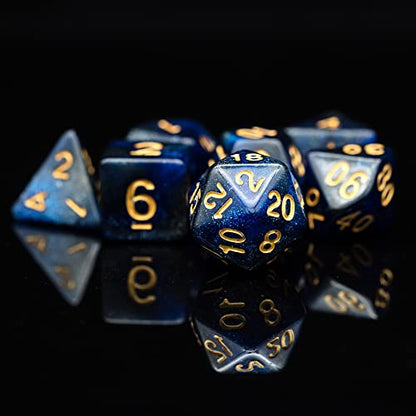 7 Die DND Dice Set Polyhedral Dice Set with a Leather Dice Bag (7 Count)