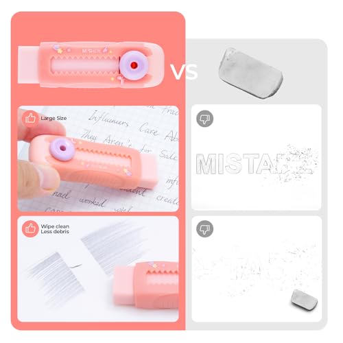 2+4 Pack Rubber Erasers Sliding Retractable Eraser (6 Count)