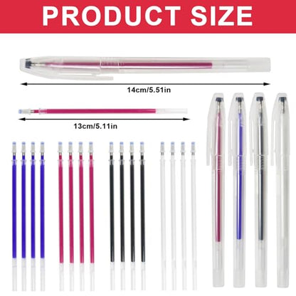 20 Pcs Heat Erasable Pens for Fabric 4 Colors Heat Erasable Fabric Marking Pens for Sewing Quilting Embroidery Dressmaking (24 Count)